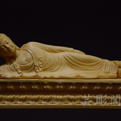 木彫　涅槃仏 木彫り仏像 【釈迦如来涅槃像】桧木 7.0寸 : 海宇工芸館 Yahoo