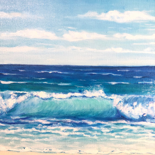 油絵 原画 オリジナル「空と海と波」 絵画 Masako's Gallery 油絵 原画 オリジナル「空と海と波」 絵画 Masako's Gallery