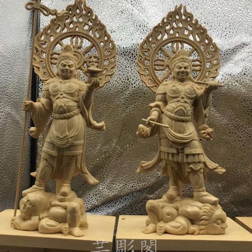 四天王 持国天 広目天 多聞天(毘沙門天) 増長天 縁起物 木彫仏像 彫刻