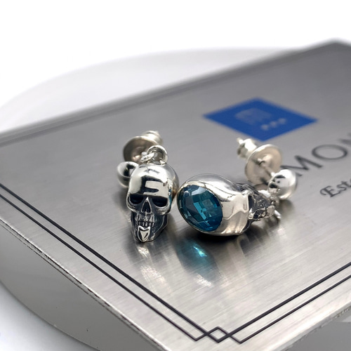 K シルバードロップピアス(片耳) スカル ドロップピアス/シルバー925 片耳用/メンズピアス/セカンド