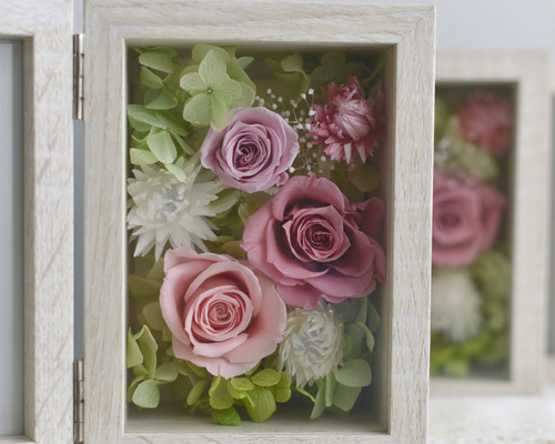 フォトフレーム/プリザーブドフラワー☆サーモンピンク