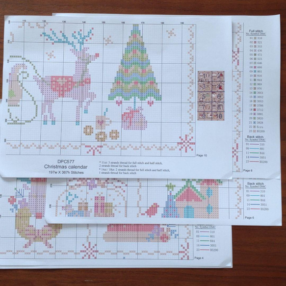 【送料無料】★クリスマスカレンダー／ライトグレー14CT★クロスステッチ刺繍キット 6枚目の画像