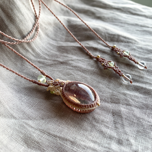 ヒマラヤ水晶 ＊ マクラメペンダント ネックレス 43 ヒマラヤ水晶〜ダブルフレーム・マクラメペンダント〜no.11047