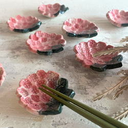 繡球花的祝福筷子架-粉紅_陶器筷架 第1張的照片