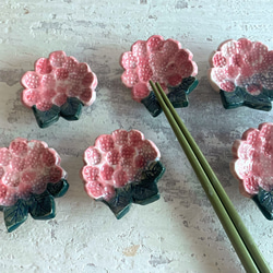 繡球花的祝福筷子架-粉紅_陶器筷架 第3張的照片