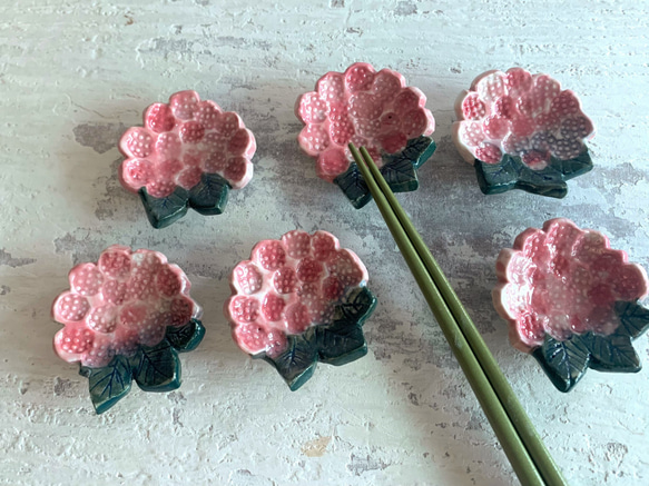 繡球花的祝福筷子架-粉紅_陶器筷架 第3張的照片