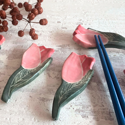 チューリップ箸置き-ピンク_陶器箸置き 1枚目の画像