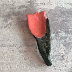 鬱金香筷子架-桔紅_陶器筷架 第3張的照片