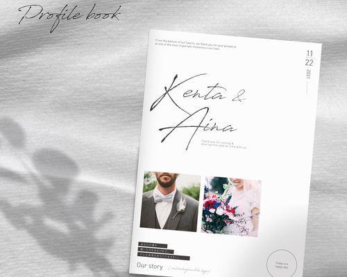 （カラー）プロフィールカード　プロフィールブック　メニュー表 カラー変更OK] プロフィールブック《結婚式》［design番号63