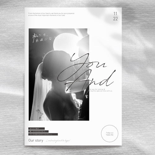 （カラー）プロフィールカード　プロフィールブック　メニュー表 プロフィールブック【12P・10部〜】結婚式 / 席次表 / メニュー