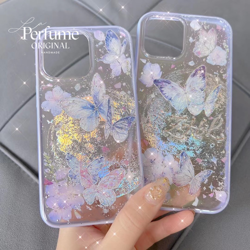 名入れ バタフライ✨フラワー キラキラ 惑星✨フチあり 宇宙 蝶々