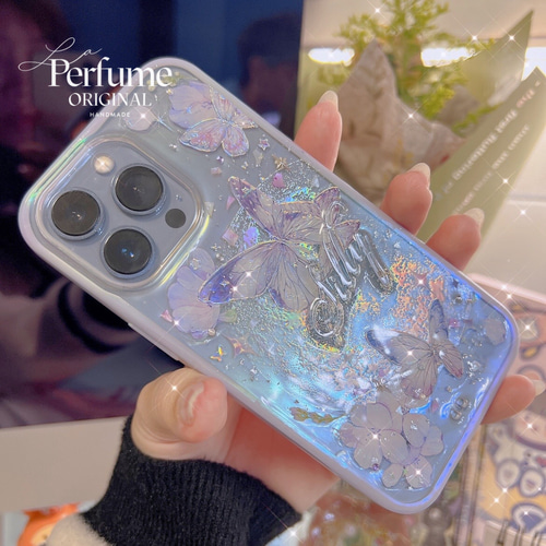 名入れ バタフライ✨フラワー キラキラ 惑星✨フチあり 宇宙 蝶々