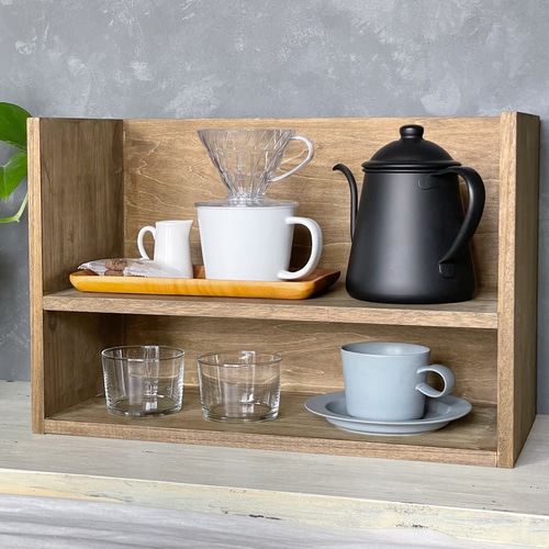 アンティーク風】カフェコーナー・2way収納棚 棚・シェルフ・ラック