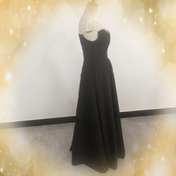 上品！ イブニングドレス 黒 カラードレス優雅なシルエット ロングドレス 3枚目の画像