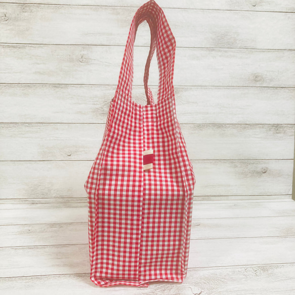 【再販】ギンガム　チェック　レッド　コンビニバック 6枚目の画像