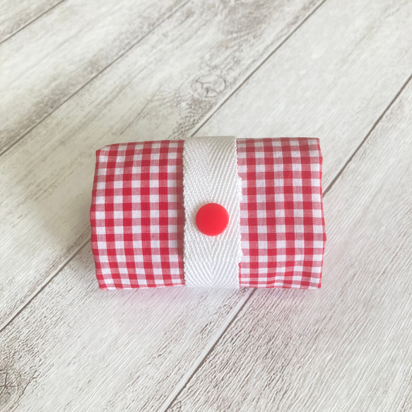 【再販】ギンガム　チェック　レッド　コンビニバック 4枚目の画像