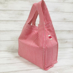 【再販】ギンガム　チェック　レッド　コンビニバック 5枚目の画像