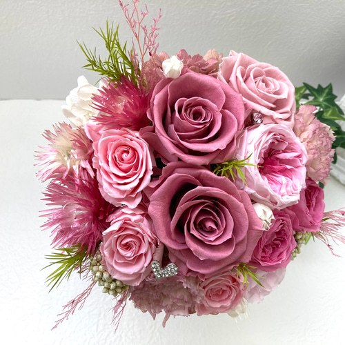 プリザーブドフラワーアレンジくすみピンク系 結婚祝 新築祝 開店祝