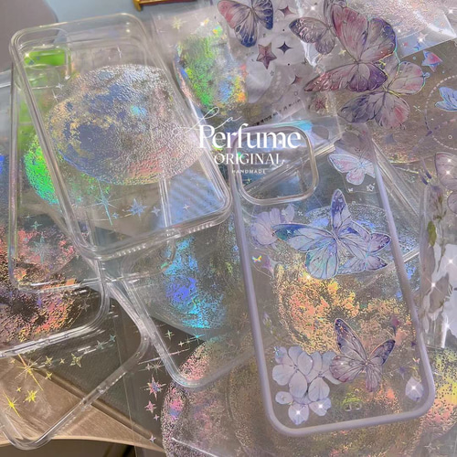 バタフライ♡キラキラ✨レインボー 花 フラワー 惑星 フチ iPhoneケース 89746615ebaef0ca2cd257e7f87f85