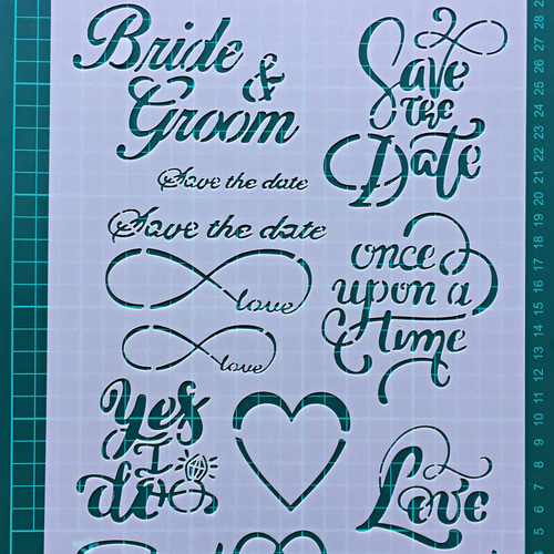 M-8】 ステンシルシート 4枚 セット A4 文字 飾り 編み図・パターン Re