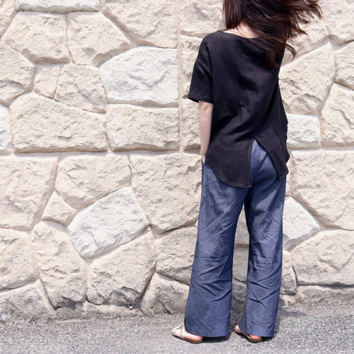 スリット入りロングテール』トップス・半袖 ブラック No.226 T 