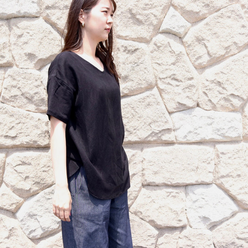 スリット入りロングテール』トップス・半袖 ブラック No.226 Tシャツ 