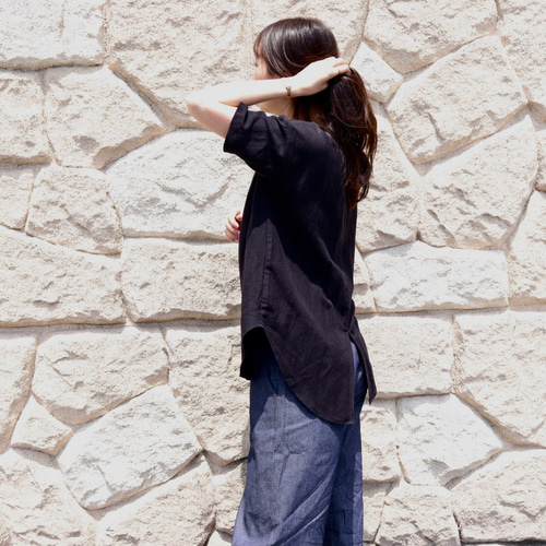 スリット入りロングテール』トップス・半袖 ブラック No.226 T 