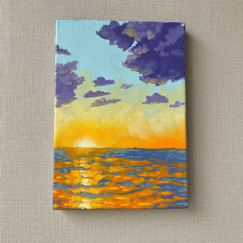 輝い 輝く夕日の反射」原画 油絵 絵画 くさかあきら 通販 13878274 絵画