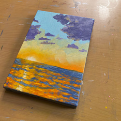 「輝く夕日の反射」原画 油絵 2枚目の画像