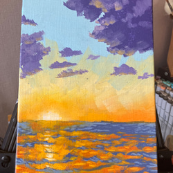 「輝く夕日の反射」原画 油絵 4枚目の画像