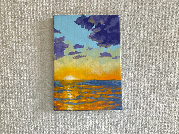 「輝く夕日の反射」原画 油絵 3枚目の画像