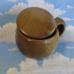 單只玉蘭木雕帶蓋咖啡杯 第8張的照片