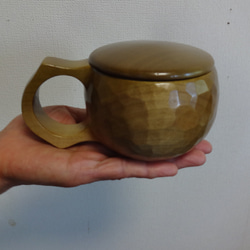 單只玉蘭木雕帶蓋咖啡杯 第10張的照片