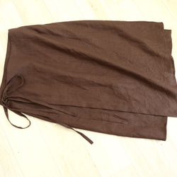 リネン巻きスカート：チョコレートブラウン 8枚目の画像