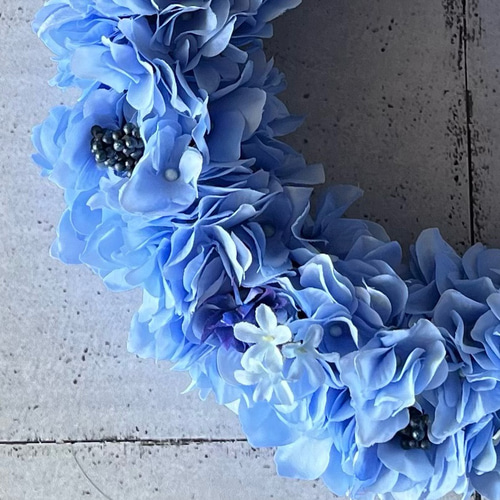 爽やかブルーの紫陽花リース(25cm アーティフィシャル) リース