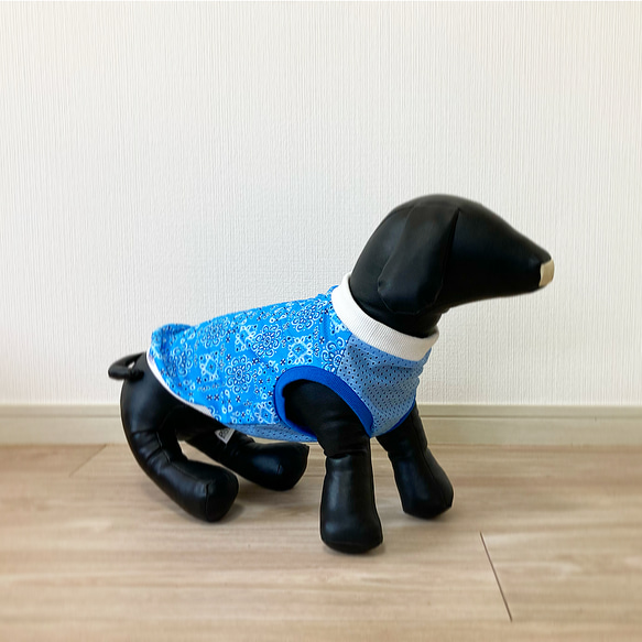 ペイズリーバンダナ柄 ❤︎ カラー選択可　サマーメッシュ接触冷感タンクトップ ドッグウェア　犬服 4枚目の画像