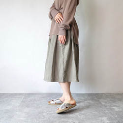 百褶裙/卡其色/Mikawa Textile 第5張的照片