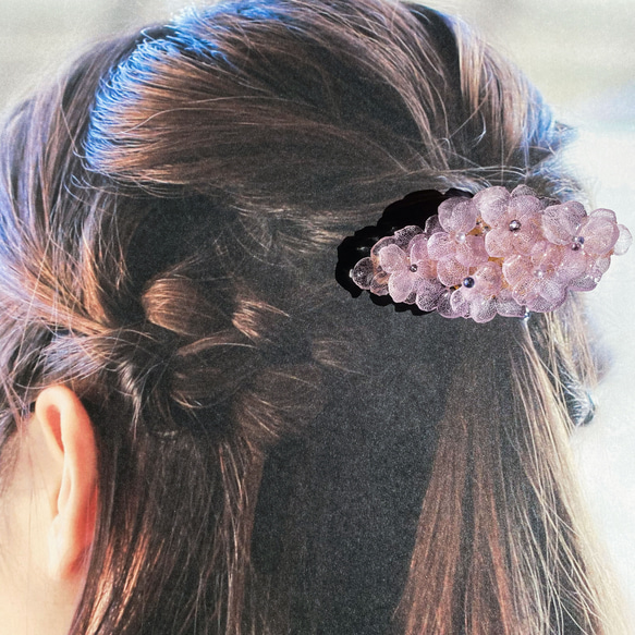 紫陽花が満開＊バレッタ／ヘアクリップ（ライラックパープル） 6枚目の画像