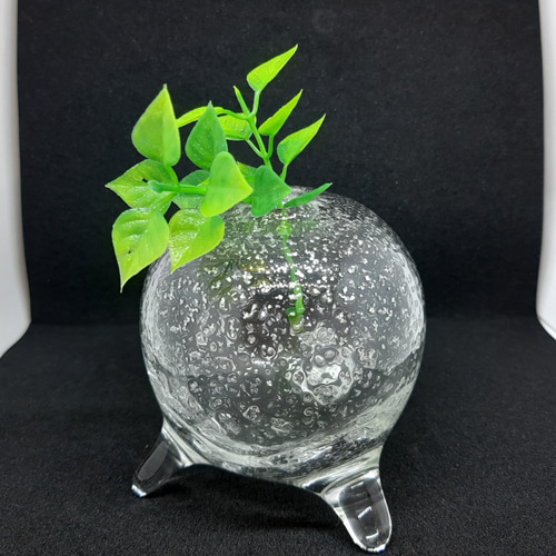 キラキラ雲母入り一輪挿し 脚付き 透明 一輪挿し・花瓶・花器 ガラス日