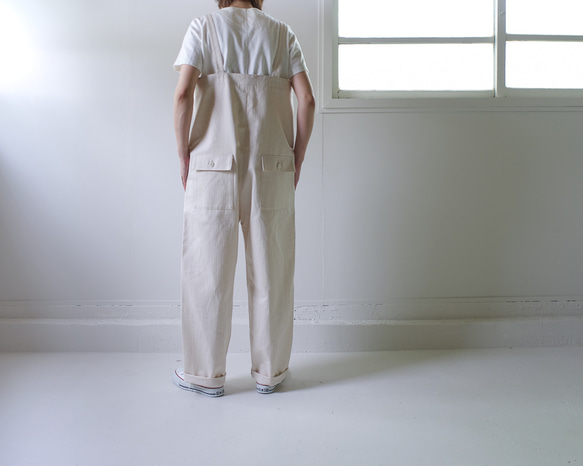 cotton herringbone  stocking wader/cannoli cream 7枚目の画像