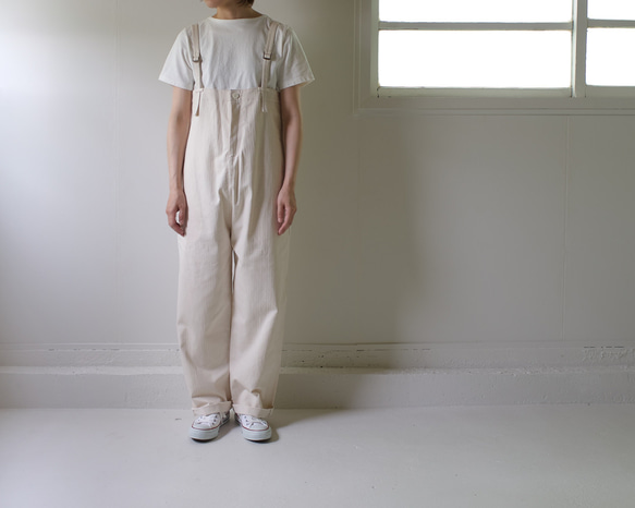 cotton herringbone  stocking wader/cannoli cream 2枚目の画像