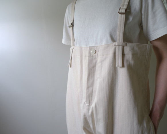 cotton herringbone  stocking wader/cannoli cream 4枚目の画像