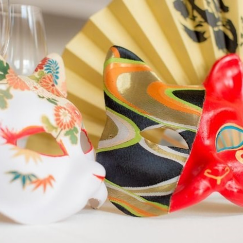 一閑張り猫面 “菊芳” 着物 Momo太郎 通販 13879037｜Creema(クリーマ)