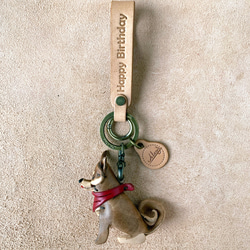 動物森林-柴犬-真皮植鞣 皮革鑰匙圈 吊飾 動物造型 第5張的照片