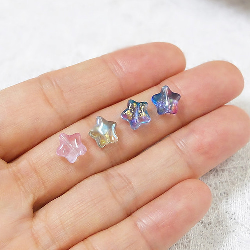 格安SALEスタート！ ぷっくり星 スター ガラスビーズ 3色ミックス 8mm 30個 B-28 その他