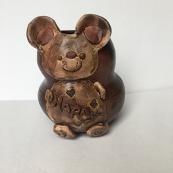 ネズミさんの花器　陶器花瓶　置物　インテリア　プレゼントに！ 4枚目の画像