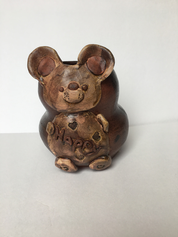 ネズミさんの花器　陶器花瓶　置物　インテリア　プレゼントに！ 4枚目の画像
