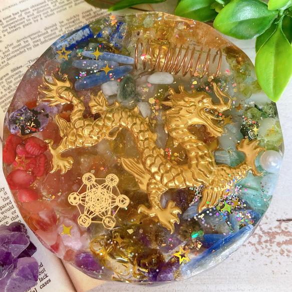 幸運✨オルゴナイト ネックレス 龍 チャクラカラー 七色龍神様が宿る