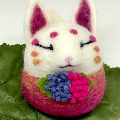 ぬいぐるみ作家うさぎキツネ桜ピンク
