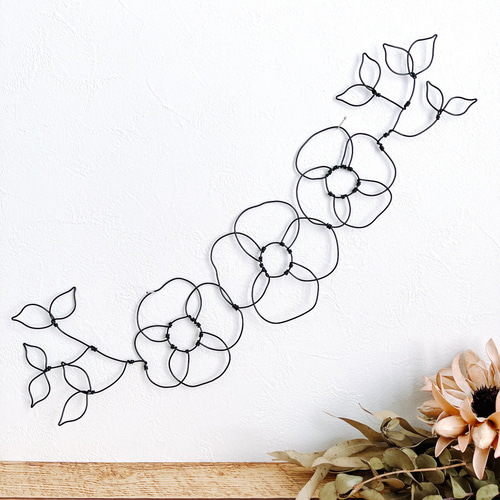 草花の壁飾り ワイヤーアート ワイヤークラフト タペストリー